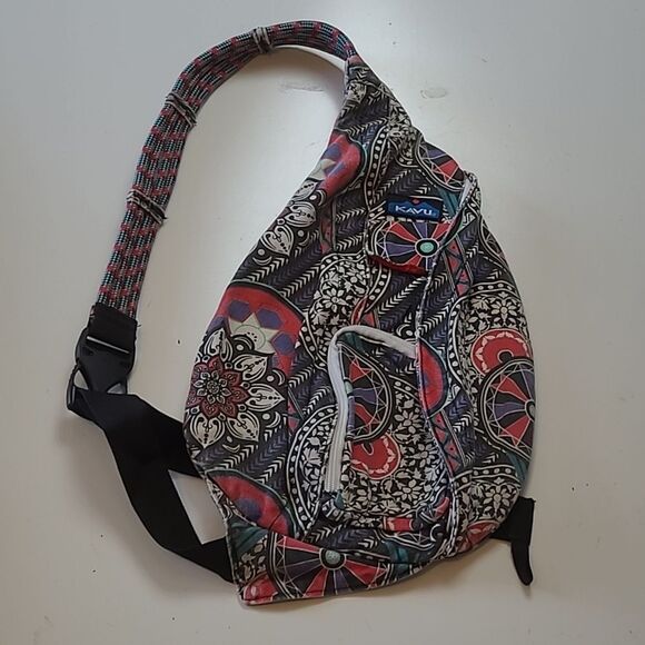 Kavu Handbags - KAVU Southwest cotton sling backpack bag festival purse red purple black